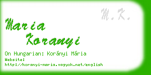 maria koranyi business card